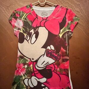 SALE Disney Minnie Mouse Floral Tee - Pink and Green